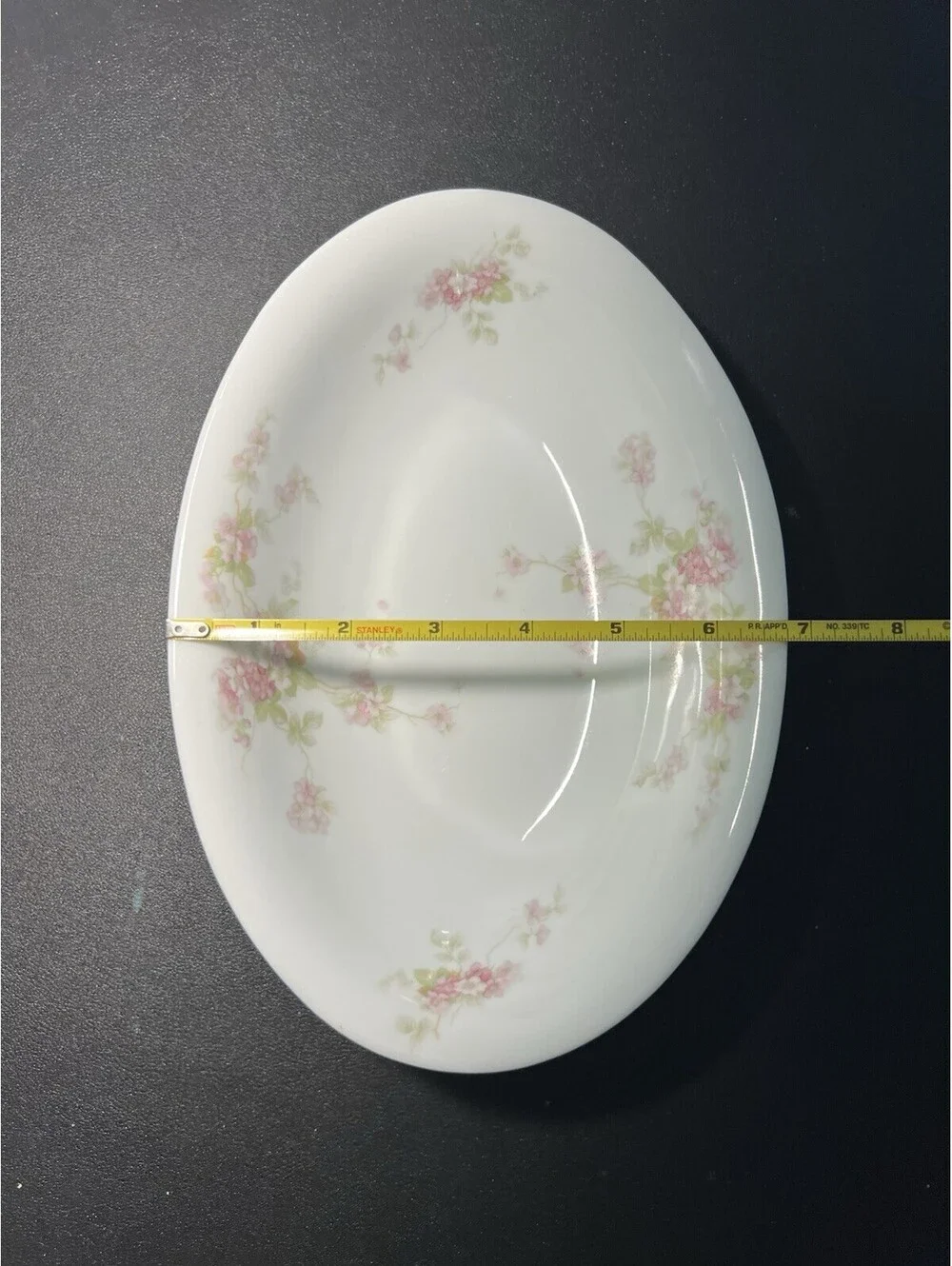 O&EG Royal Austria 1900s Pink Floral Porcelain Oval Serving Bowl, 9.5x7x2”